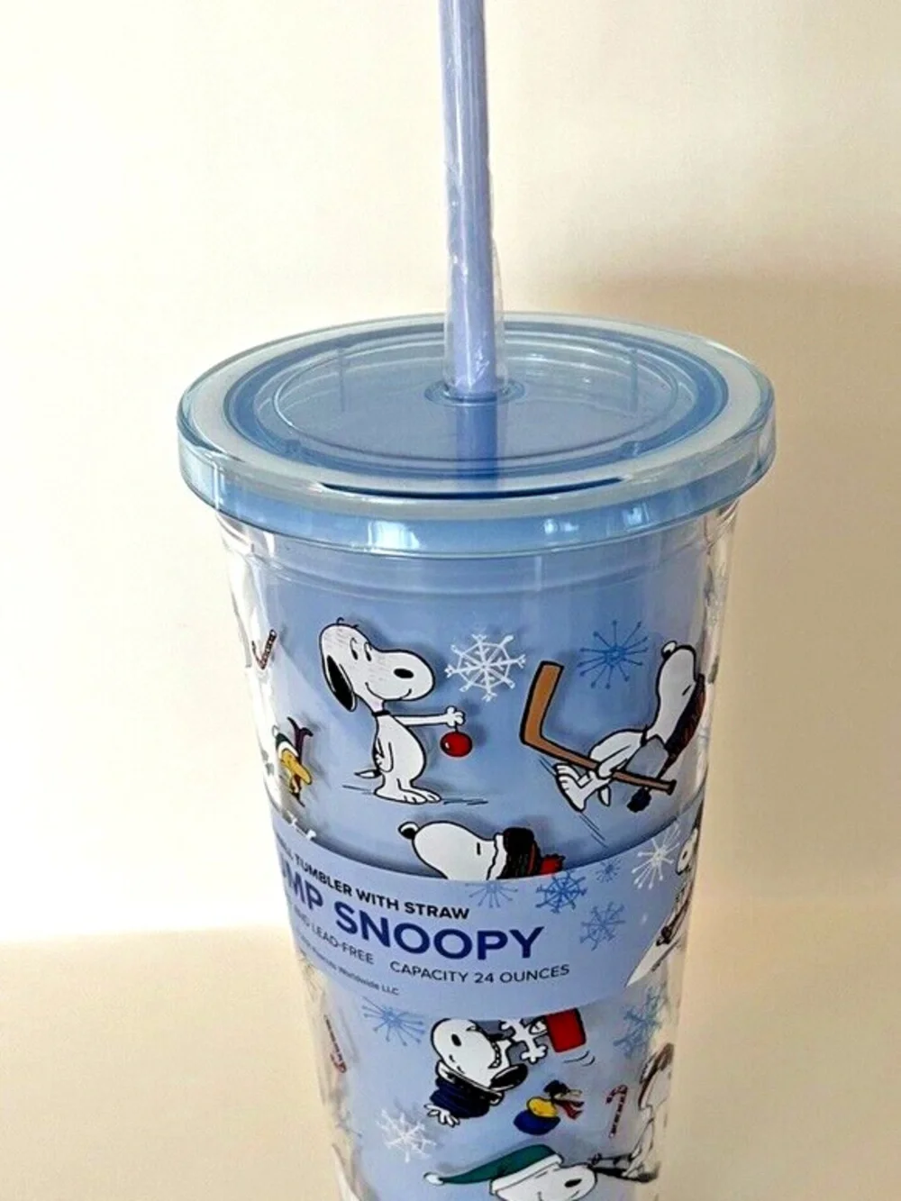 Vera Bradley x Peanuts collab  Ski Slope Jump Snoopy Tumbler W/ Straw NWOT